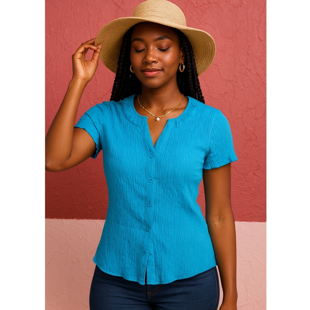 Christopher & Banks Vibrant Blue Button-Down Shirt
